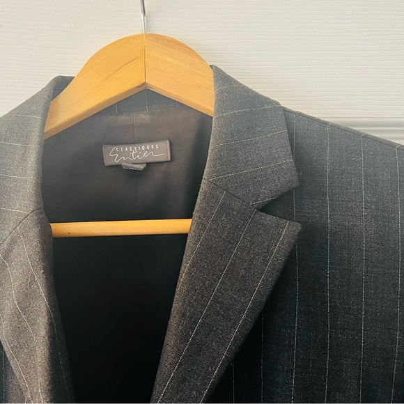 Classiques Entier blazer Grey with Silver sparkle pinstripe size 10 - Picture 3 of 13